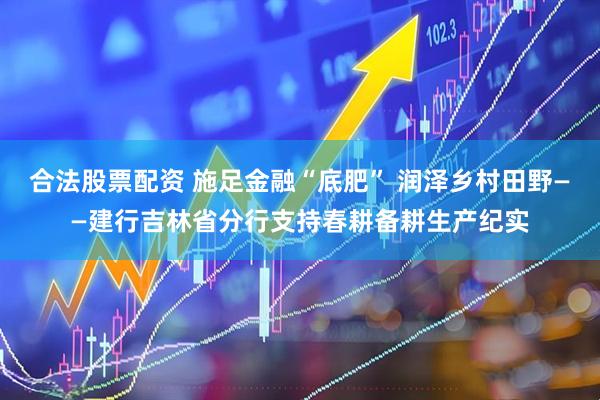 合法股票配资 施足金融“底肥” 润泽乡村田野——建行吉林省分行支持春耕备耕生产纪实